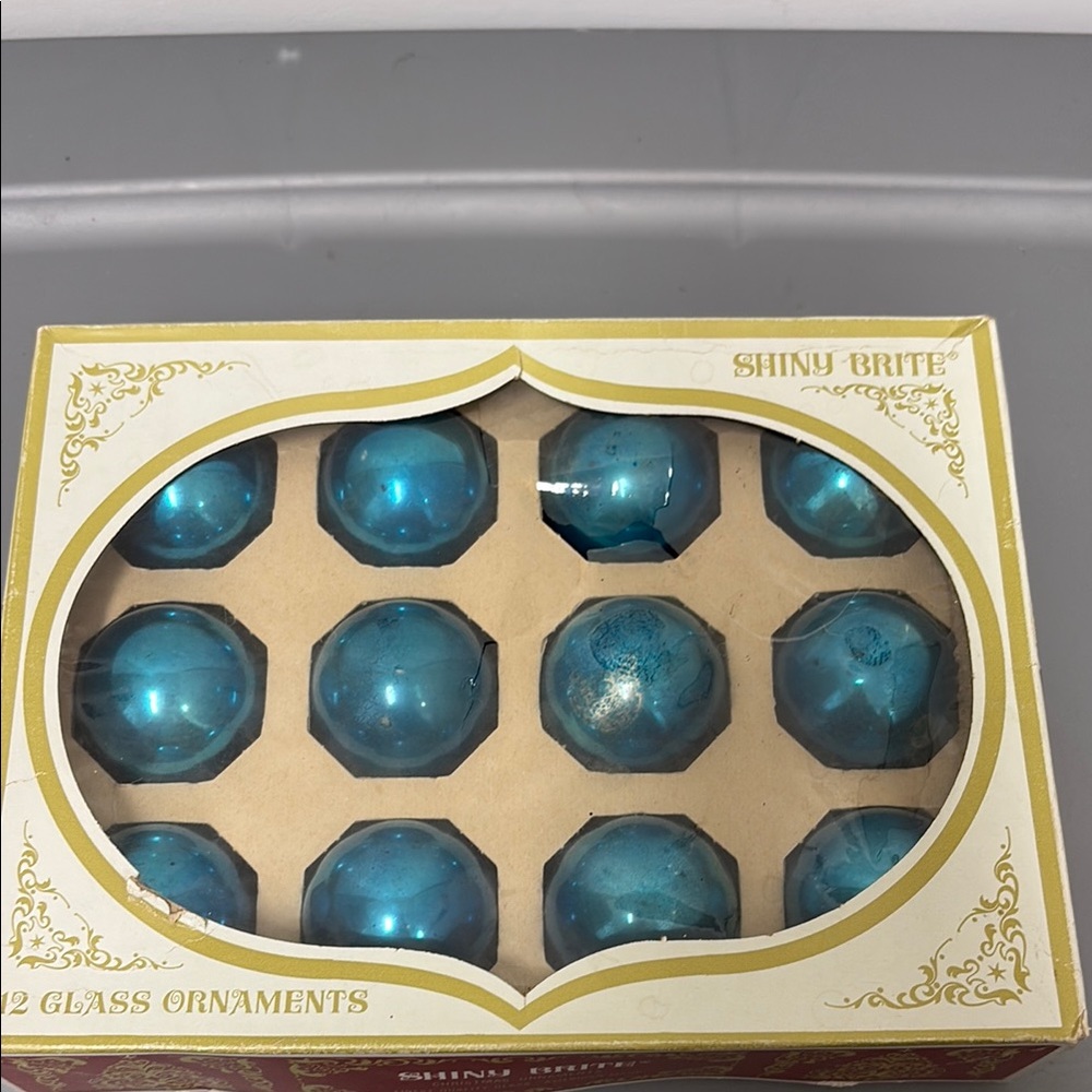 Shiny Brite Blue Glass Ornaments. Vintage.
